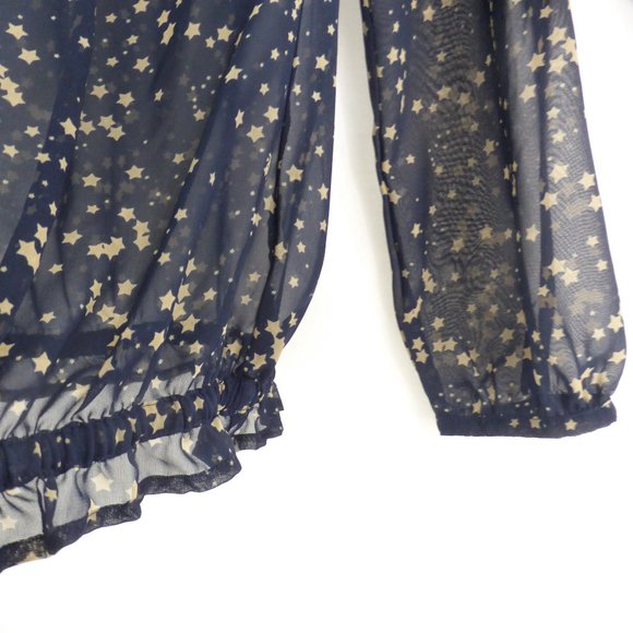 ESPRIT | small | Stars & Dot Print Sheer Blouse | Drawstring Waistband | GUC - Picture 5 of 7